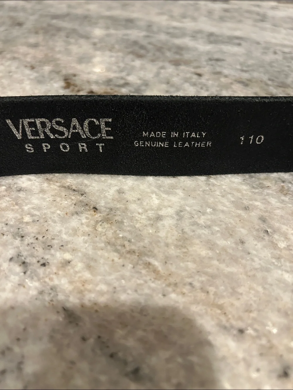 Versace Black Leather Belt with Silver Buckle